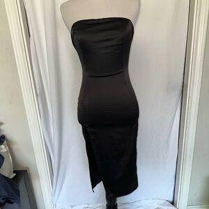 OhPolly Elegant Black Strapless Dress
